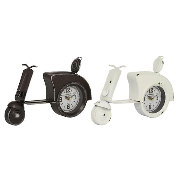 Litton Lane Black Metal Country Cottage Analog Tabletop Clock (Set of 2)