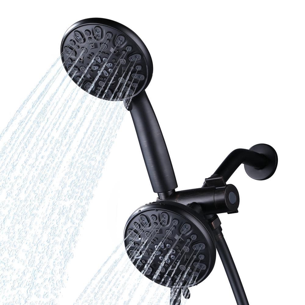 IVIGA 7-Spray 4.5 in. Round Wall Mount Fixed and Handheld Shower Head 1 ...