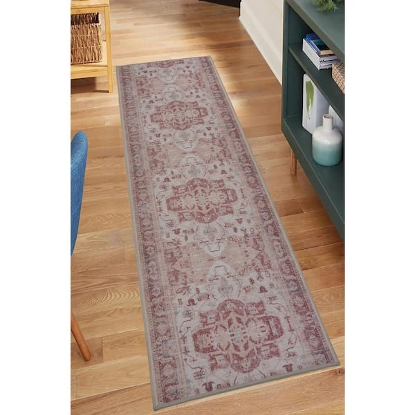 RugStylesOnline Custom Image Series Oriental Mahal Cream-Terra-Multicolor 26 in. W x 168 in. L Stair Runner 30.37 sq. ft.