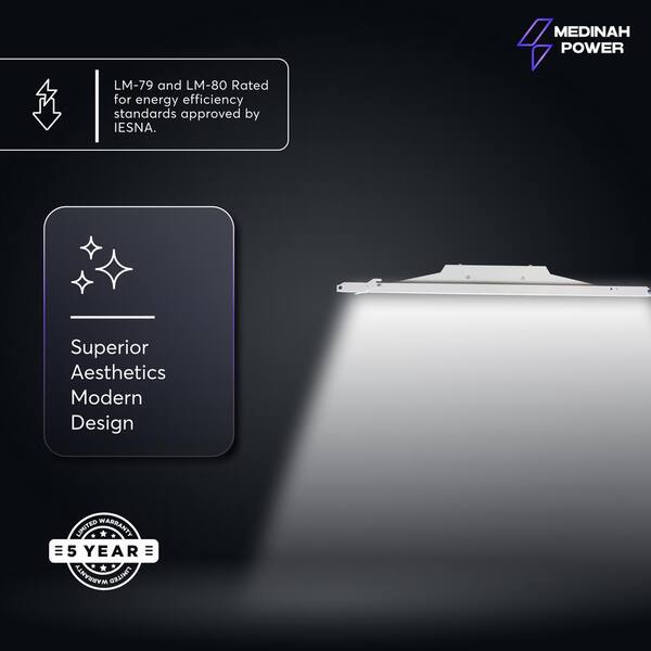 MEDINAH POWER 2 ft. x 4 ft. Integrated LED Watt/CCT Selectable White Troffer Retrofit Kit, 4250-5625 Lumens, 3500/4000/5000K (2-Pack)
