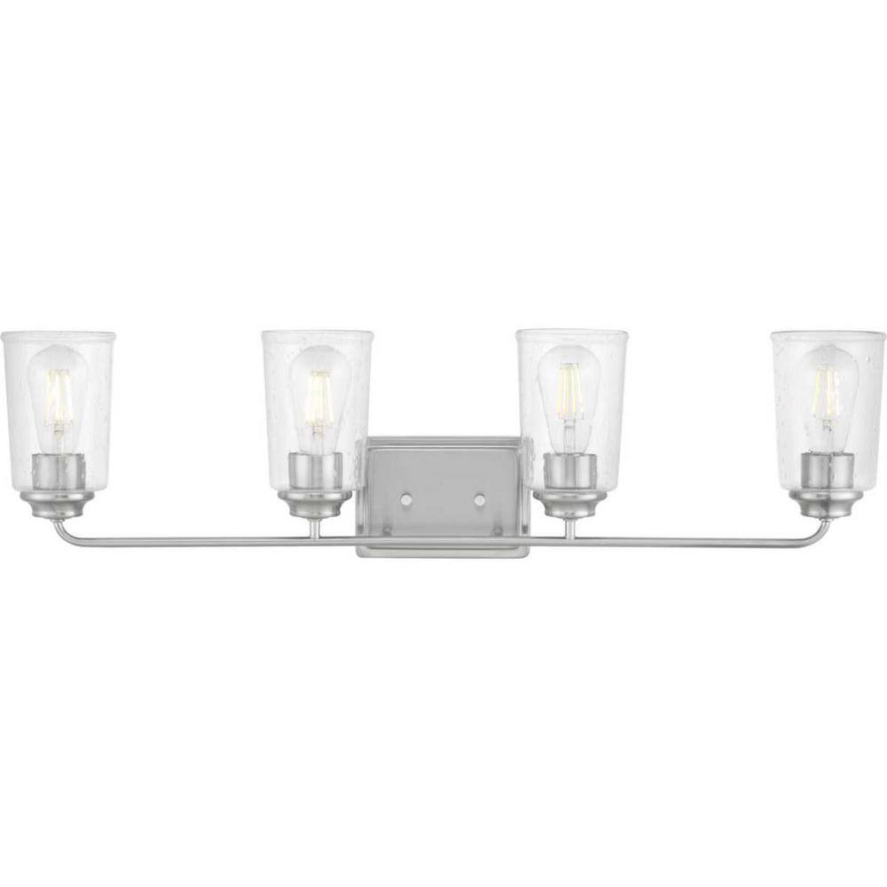 Evangeline 32" Brushed Nickel Vanity Light with Clear Glass Shades