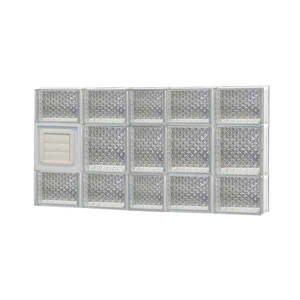 Clearly Secure 36.75 in. x 19.25 in. x 3.125 in. Frameless Diamond Pattern Glass Block Window with Dryer Vent