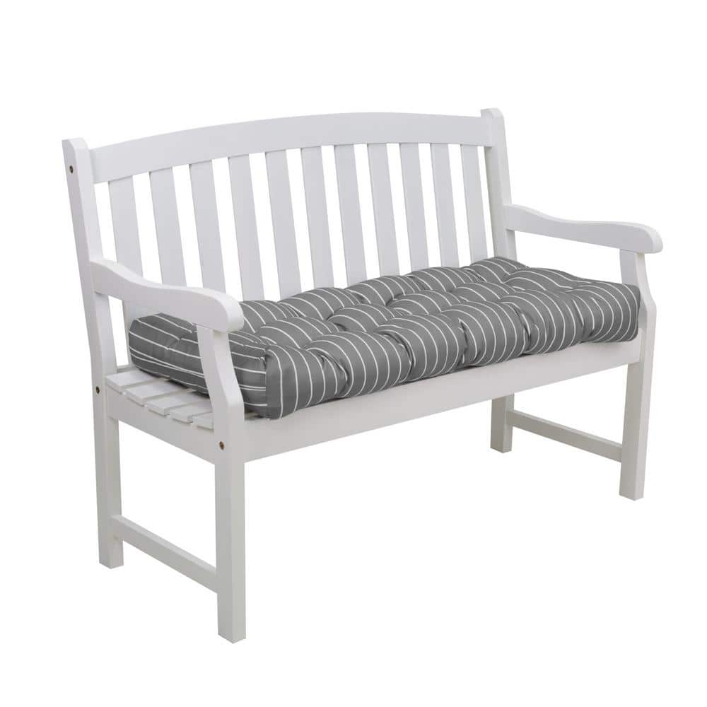 Moon Mist Stripe Gray Outdoor Bench Cushion, 42"W x 18"D