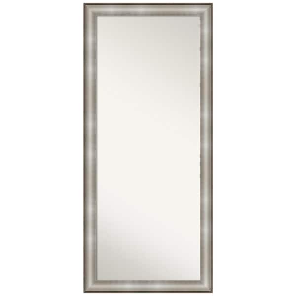 Amanti Art Imperial 64.88 in. x 28.88 in. Modern Classic Rectangle Framed Silver Floor Leaning Mirror