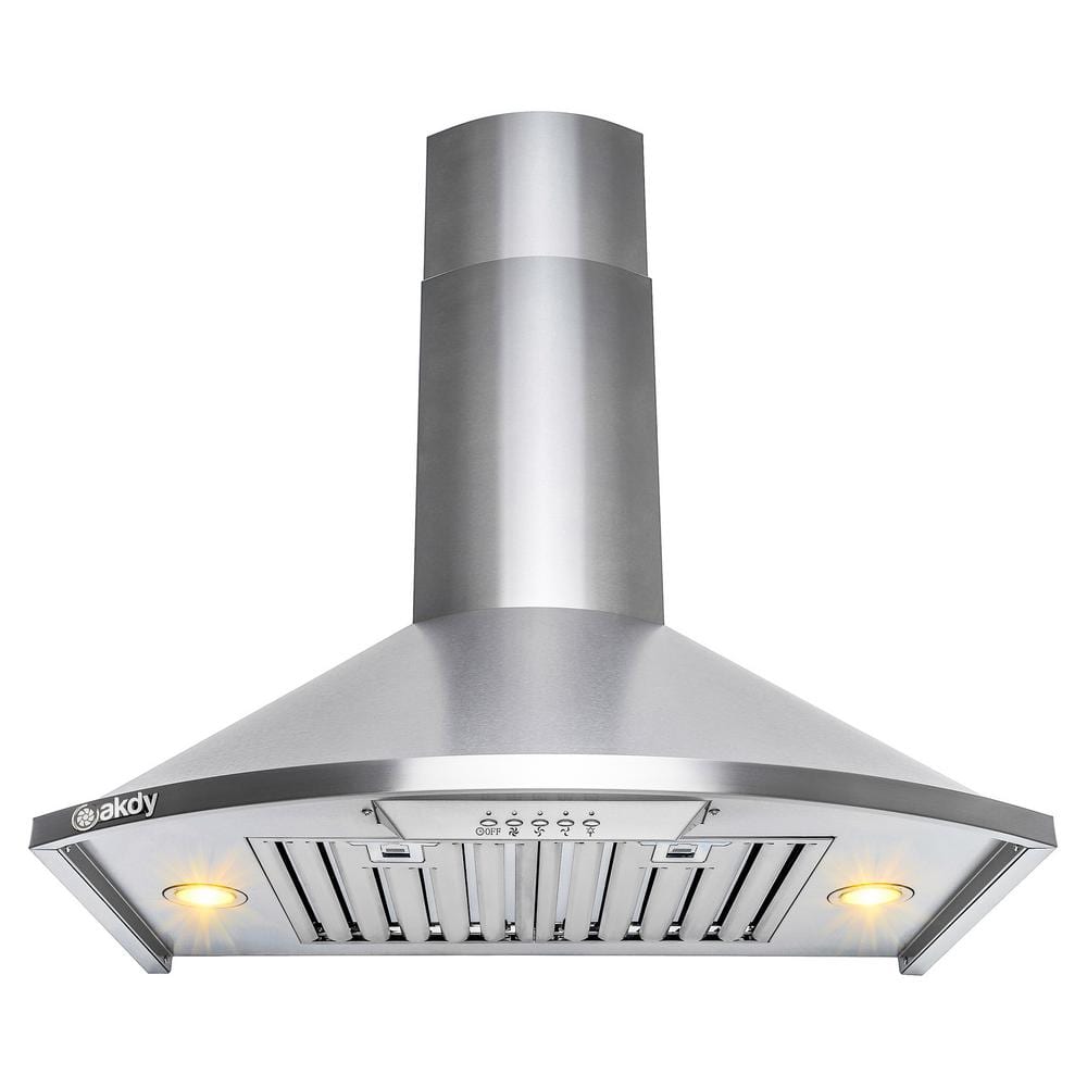 30 in. Convertible Kitchen Wall Mount Range Hood with Lights in Brushed Stainless Steel