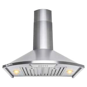 30 in. Convertible Kitchen Wall Mount Range Hood with Lights in Brushed Stainless Steel