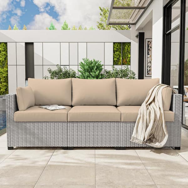 8-Piece 25.6 in. Outdoor Replacement Lounge Cushion Covers Sand
