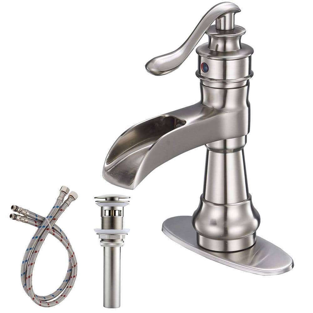 Single Hole Faucet Single-Handle Bathroom Faucet with Drain Assembly and De
