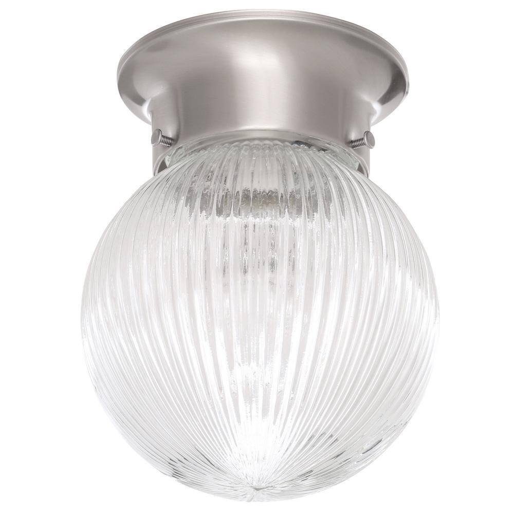 Brushed Nickel 6" Glass Globe Ceiling Light