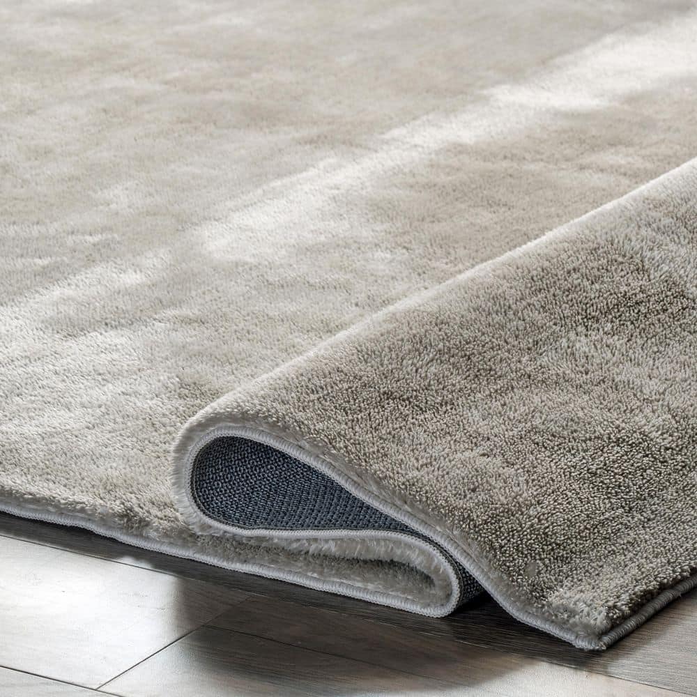 Beige Washable Shag Runner Rug with Non-slip Backing