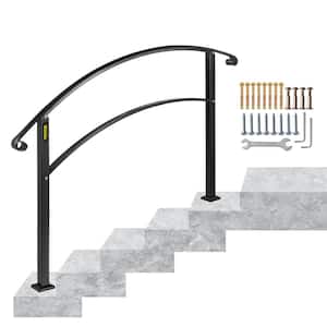 Outdoor Handrails Fit 4 to 5 Steps Stair Railing Black Front Porch Hand Rail Wrought Iron Handrail for Concrete Steps