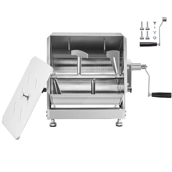 Stainless Steel 60L Tilt Tank 60 lbs. Manual Meat Mixer with Lid Handle Gear Reducer