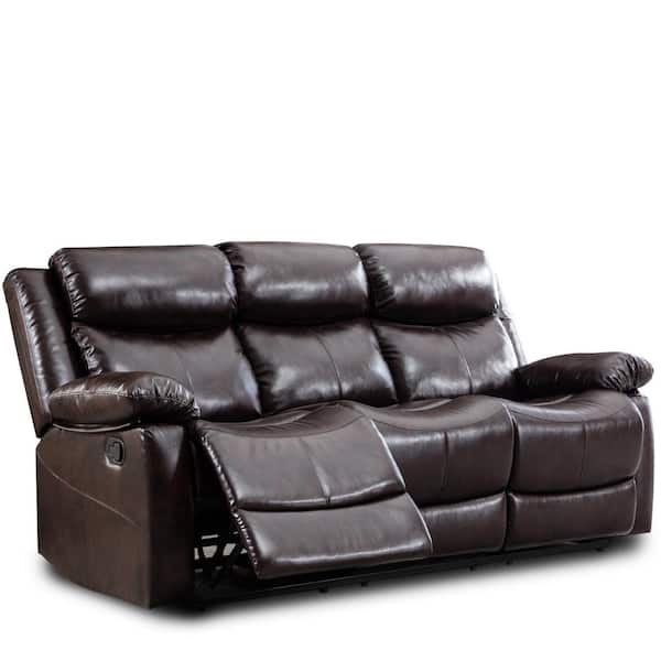 LY & S Collection Brown PU Leather Manual Recliner Chair for Living Room