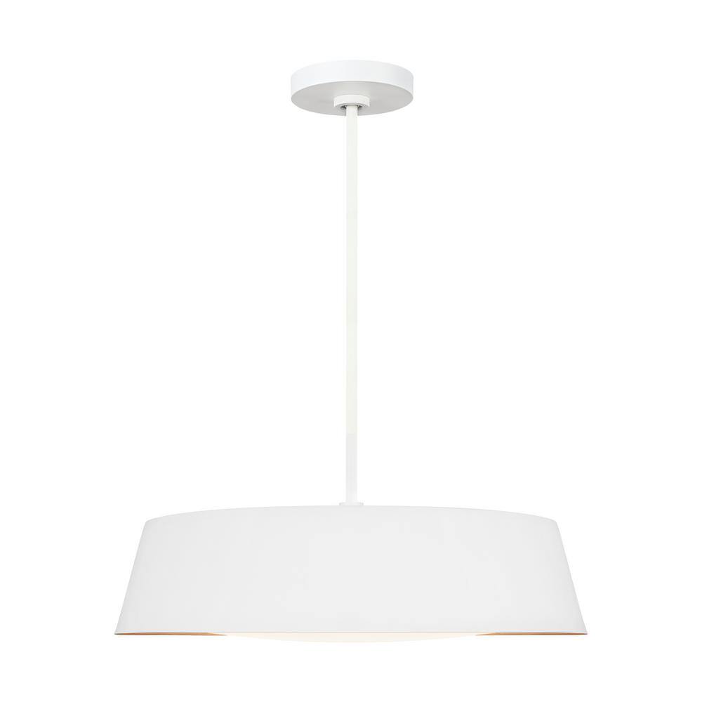 Matte White Glass Drum Pendant Light with Silk Shade