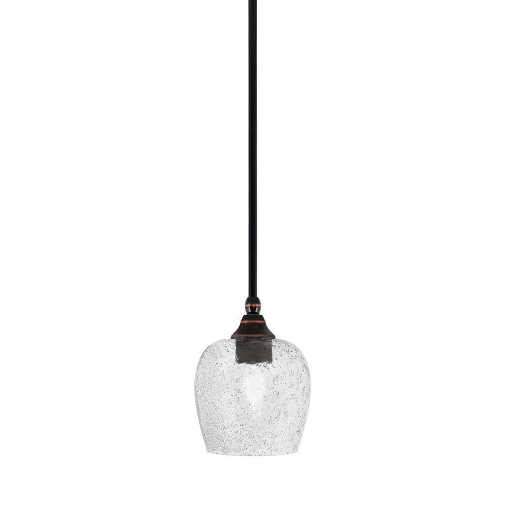 Sparta 100-Watt 1-Light Black Copper Mini Pendant Light with Smoke Bubble G