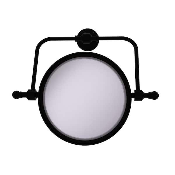 Allied Brass Retro Wave 8in. W x 8in. H Round Framed  Wall Mounted Magnifying Bathroom Make-Up Mirror with 5X Mag. in Matte Black