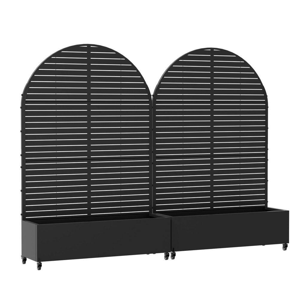 6 ft. H x 4 ft. W Metal Planter Box Privacy Screen Garden Bed With Trellis And Wheels Black Set of 2 price history on PriceWatchPro