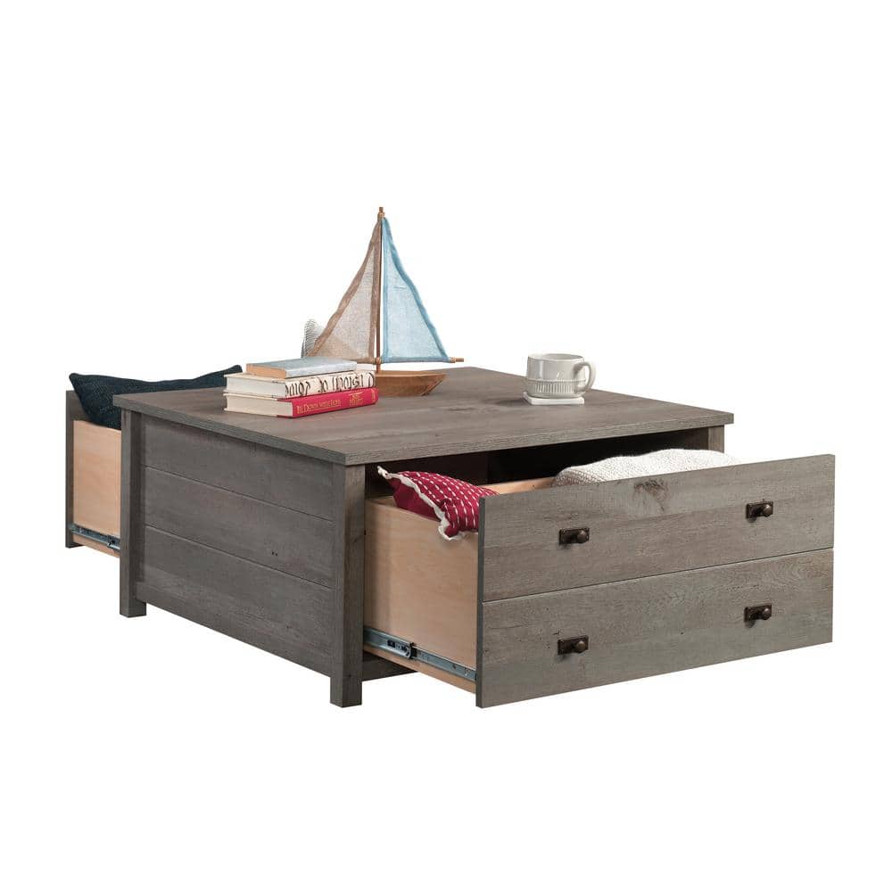 Mystic Oak Square Storage Coffee Table with Drawers