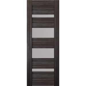 Mirella 24 in. x 79.375 in. No Bore 4-Lite Solid Core Frosted Glass Gray Oak Finished Wood Composite Interior Door Slab