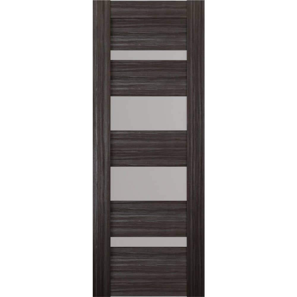 Gray Oak Frosted Glass Paneled Interior Door Slab