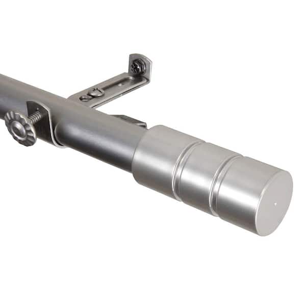Rod Desyne 120 in. - 170 in. Satin Nickel Telescoping Single Curtain Rod Kit with Theo Finial