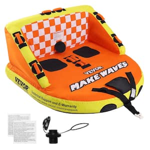 Towable Tube for Boating 1-2 Riders Inflatable Towable Tubes with Deck Seats and Backrest, 340 lbs. Water Sport Tube