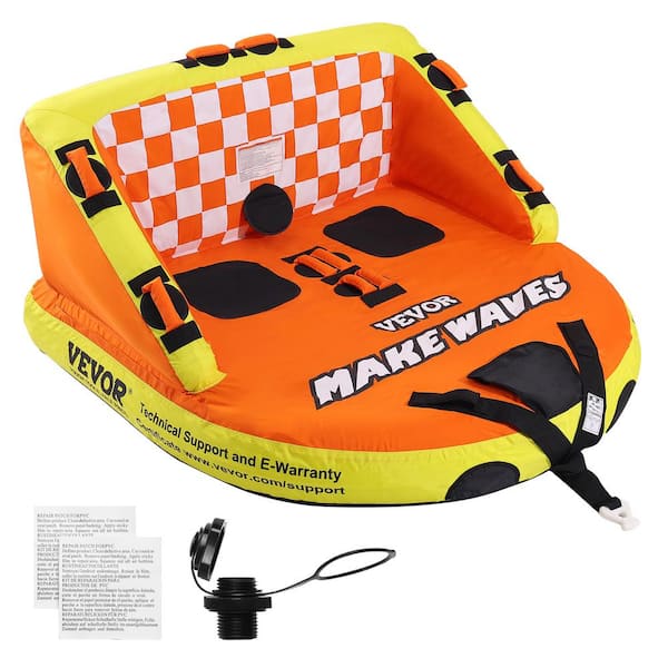 Towable Tube for Boating 3 riders Foam Seat Pads, Dual Tow Points, Grip Handles deals