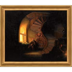 Philosopher in Meditation by Rembrandt van Rijn Muted Gold Glow Framed Architecture Painting Art Print 24 in. x 28 in.