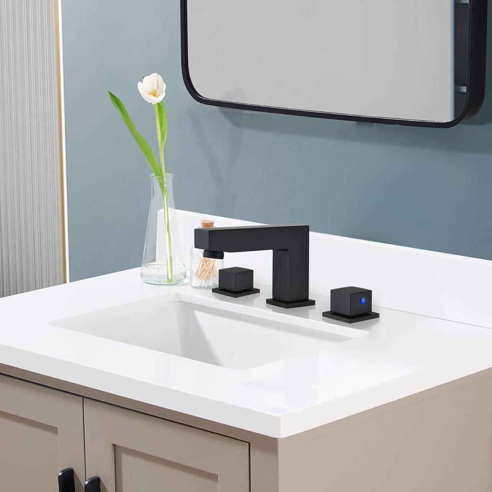 Matte Black Modern Double Handle Widespread Bathroom Faucet