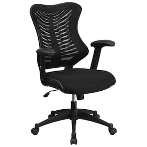 Kale Mesh High Back Swivel Ergonomic Designer Executive Office Chair in Black with Adjustable Arms