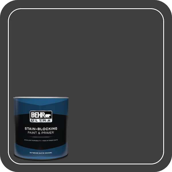 BEHR ULTRA 1 qt. Black Satin Enamel Exterior Paint & Primer