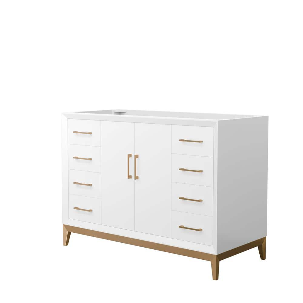 Wyndham Collection Amici  in. W x  in. D x  in. H Single Bath  Vanity Cabinet without Top in White with Satin Bronze Trim  WCH818148SWZCXSXXMXX - The Home Depot