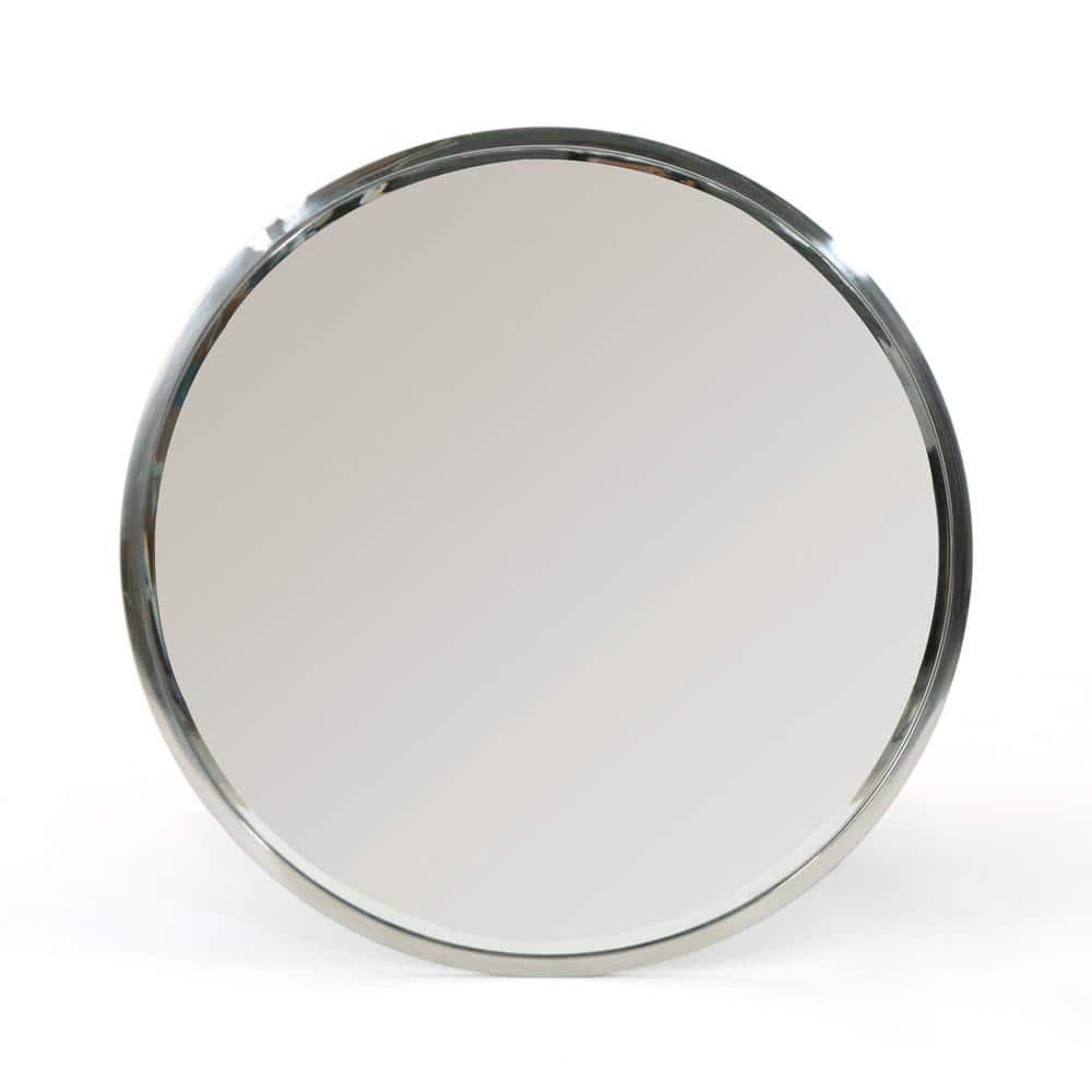 Silver 31.5 in. W x 31.5 in. Modern Round Metal Wall Mirror for Decor Bedro