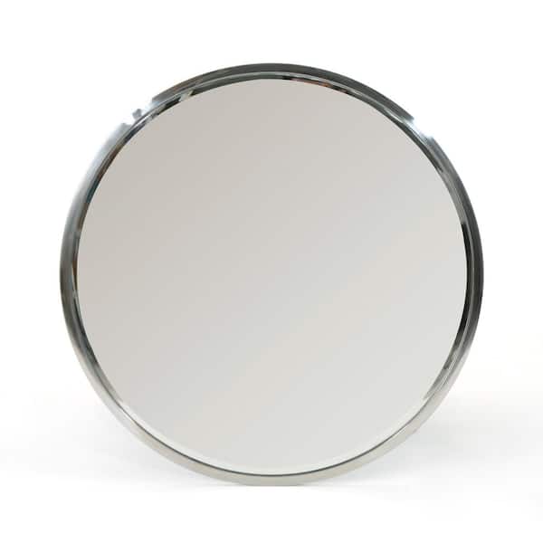 Unbranded Silver 31.5 in. W x 31.5 in. Modern Round Metal Wall Mirror for Decor Bedroom and Bathroom