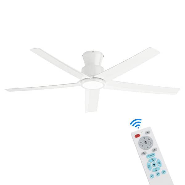 W5 Series 52 in. Indoor White LED Ceiling Fan with Light and Remote, Reversible Quiet DC Motor, 3-Color Light Kit