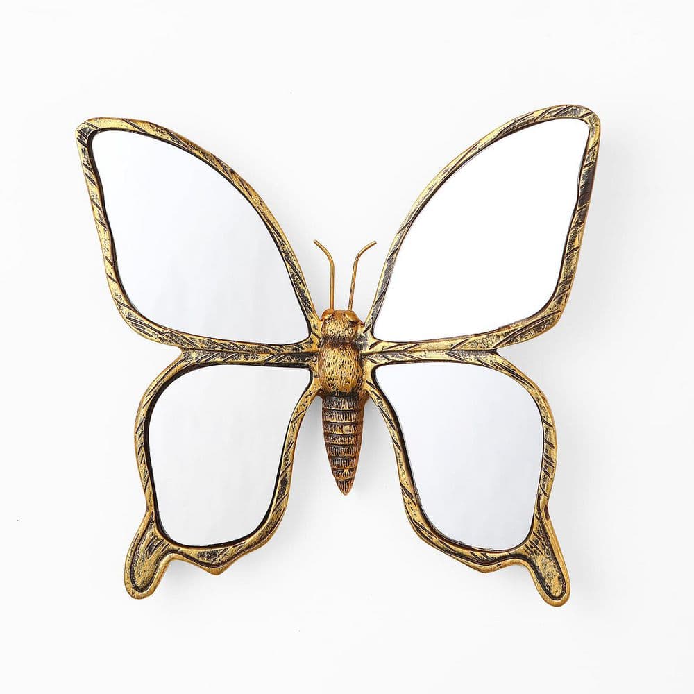 10 in. x 8 in. Decorative Gold Resin Butterfly Insect Wall Mirror, Glass Accent, Victorian European Theme, Gold price history on PriceWatchPro