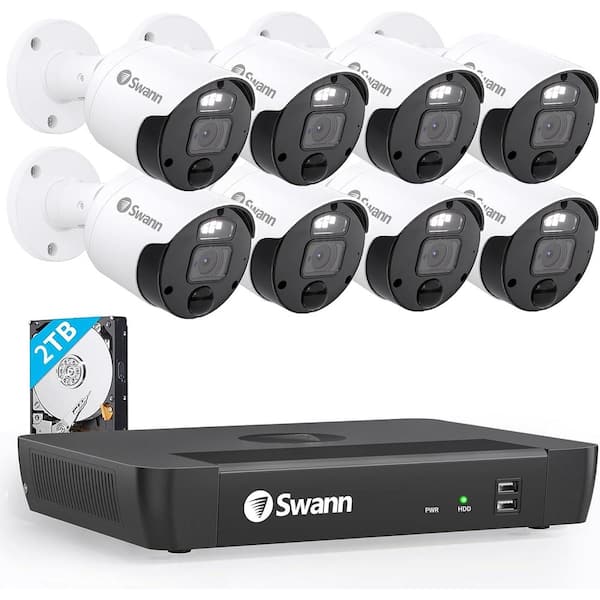 Swann Master NVR-8580 8-Channel 4K 2TB NVR Surveillance System with 8 Wired Indoor/Outdoor Bullet Security Cameras