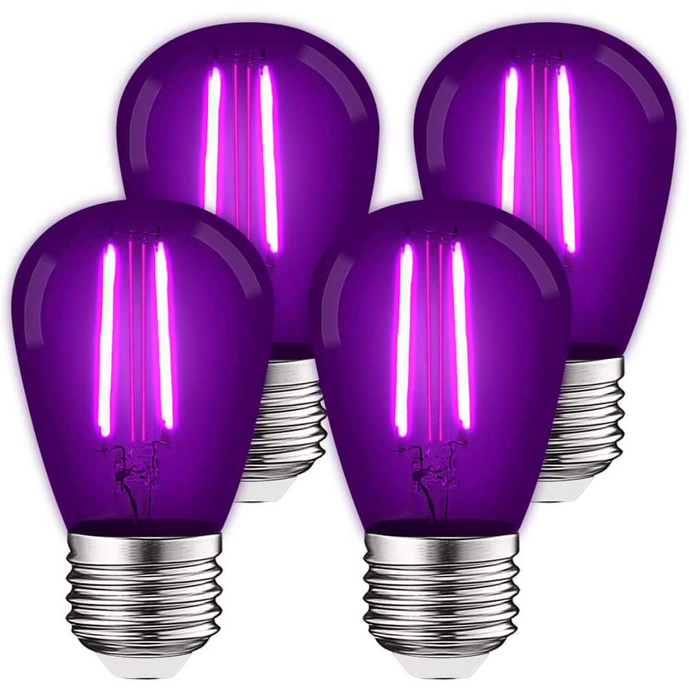 LUXRITE 11-Watt Equivalent S14 Edison LED Purple Light Bulb, 0.5-Watt, Outdoor String Light Bulb UL, E26 Base Wet Rated (4-Pack) -  LR21731-4PK