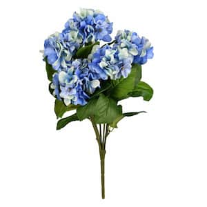 21 in. Blue Artificial Hydrangea Bush Floral Arrangement