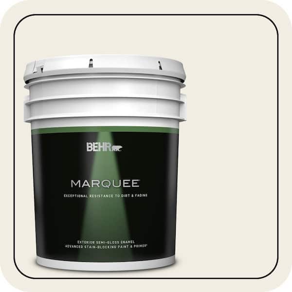 BEHR MARQUEE 5 gal. #QE-01 Jet White Semi-Gloss Enamel Exterior Paint & Primer