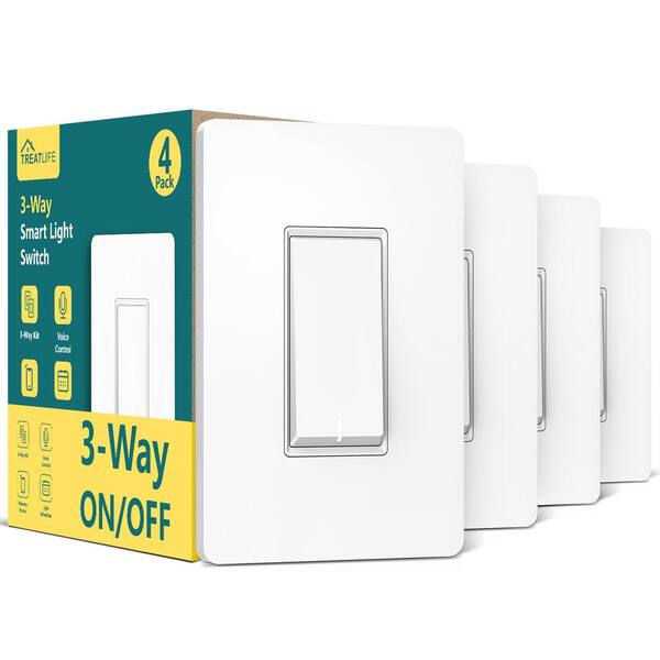 TREATLIFE 3-Way Smart Light Switch Works with Alexa Google Assistant, Neutral Wire Required, White, Push Button