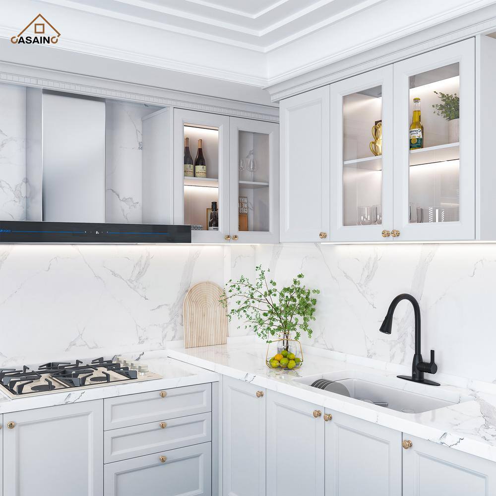 Matte Black Metal Kitchen Faucet with Pull-Out Spray