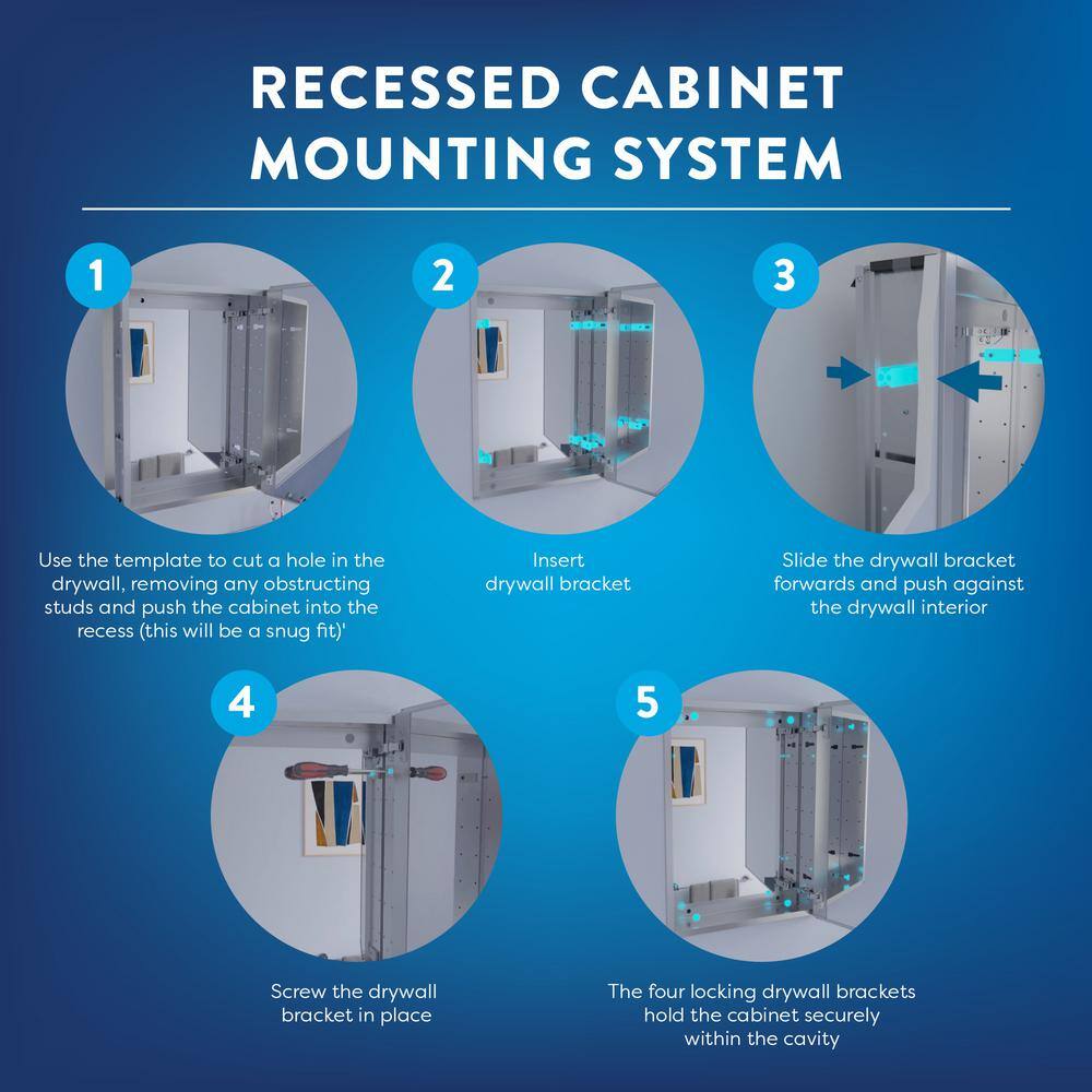 Halton 30x26in Double Door Aluminum Bathroom Medicine Cabinet