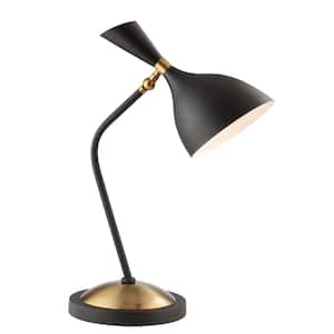 Albert 21.5 in. Black/Gold Iron Retro Mid-Century LED Table Lamp