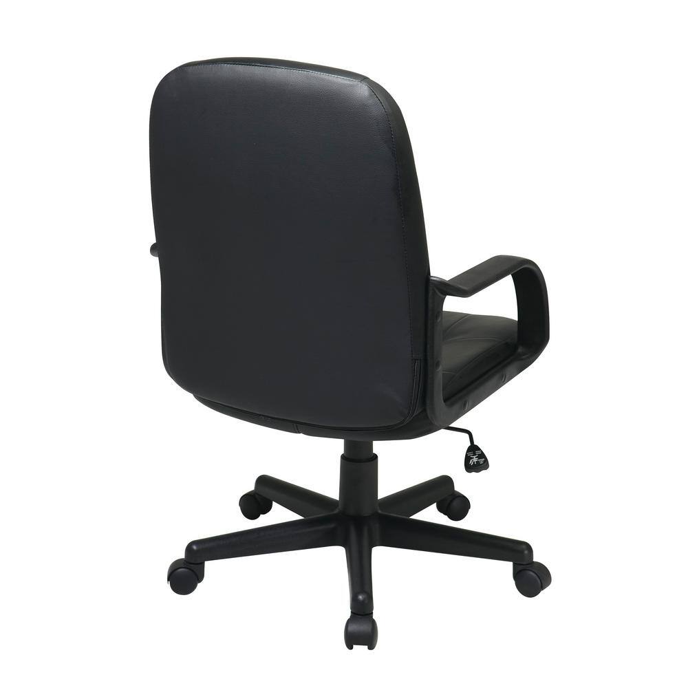 Black Leather Swivel Executive Chair with Plastic Base