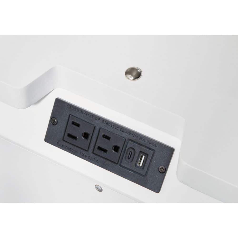 White 2-Drawer Nightstand with LED Lighting and USB Ports