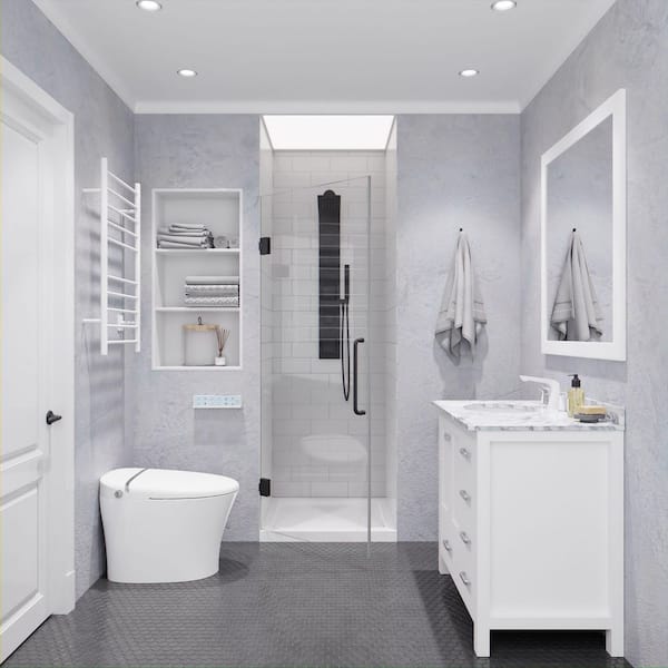 ANZZI - Passion Series 24 in. x 72 in. H Hinged Frameless Shower Door in Gunmetal with Tsunami Guard Tempered Glass and Handle