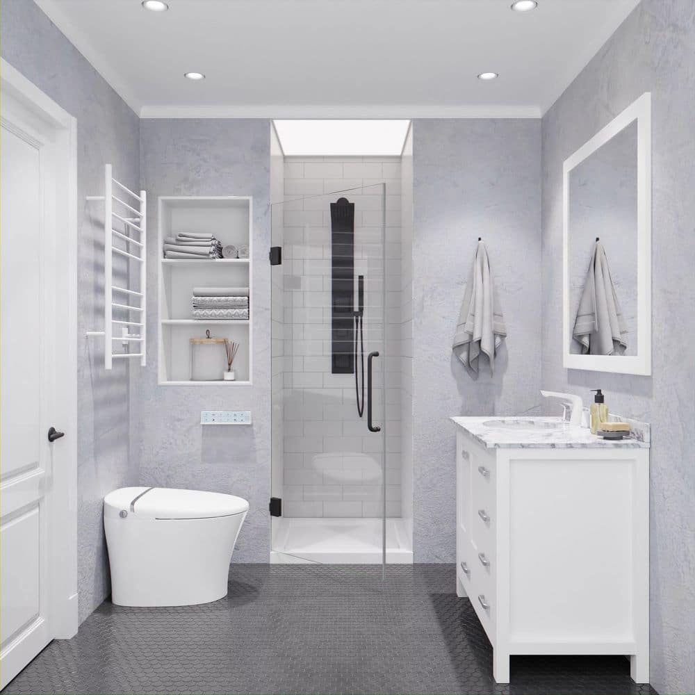 Gunmetal Frameless 30" x 72" Hinged Shower Door with Handle