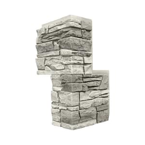 Stacked Stone Arctic Smoke 24 in. x 12 in. Faux Stone Siding Outside Corner Panel