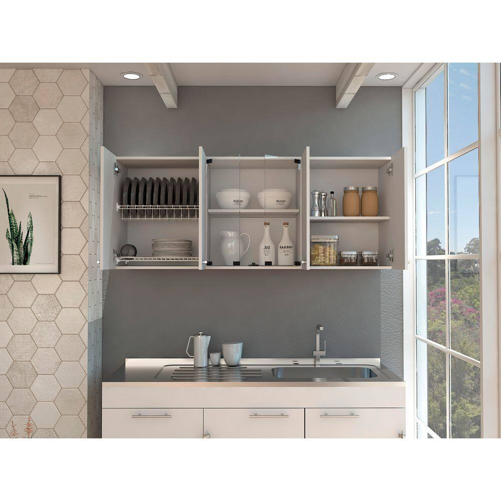 Superior 150-Wall Cabinet With Glass, Four Interior Shelves, Two Double Door-White price history on PriceWatchPro